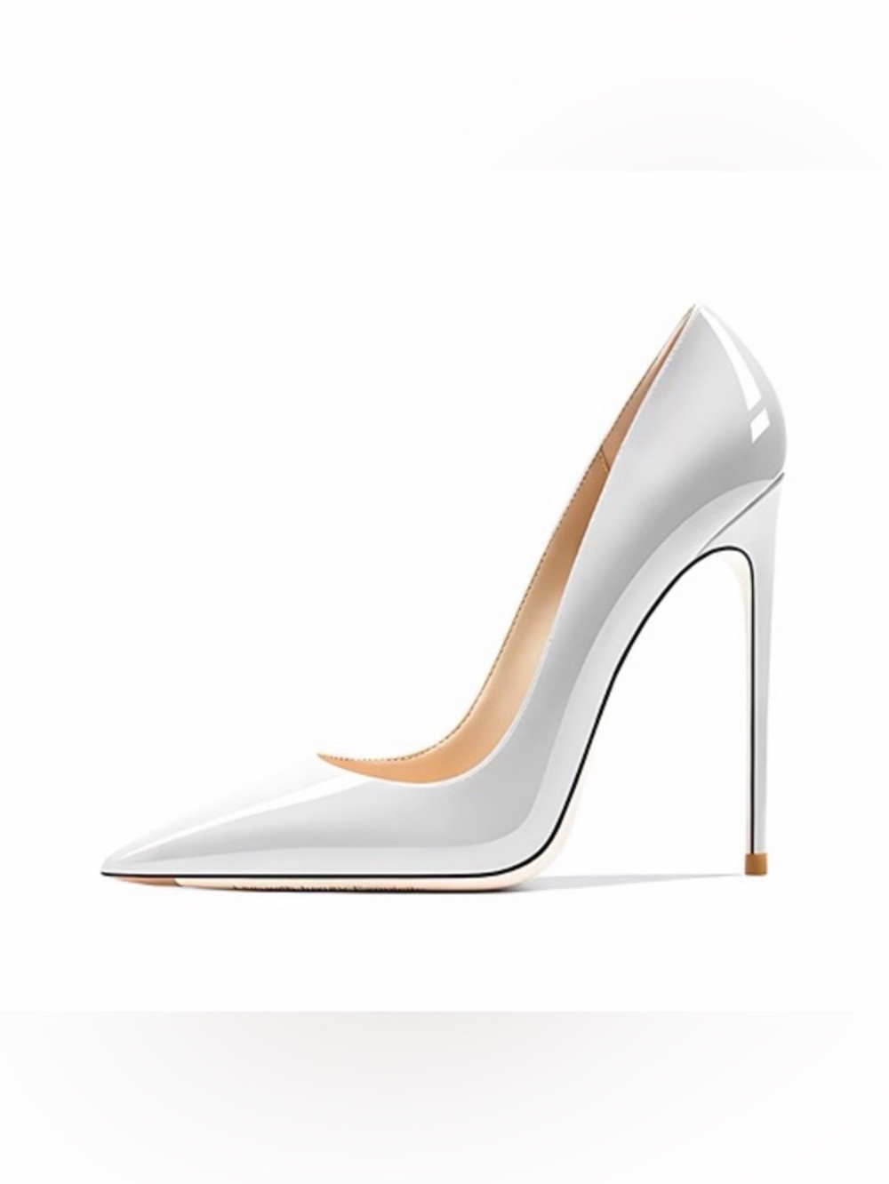 Classic White Patent Stiletto Pump - Women's High Heel